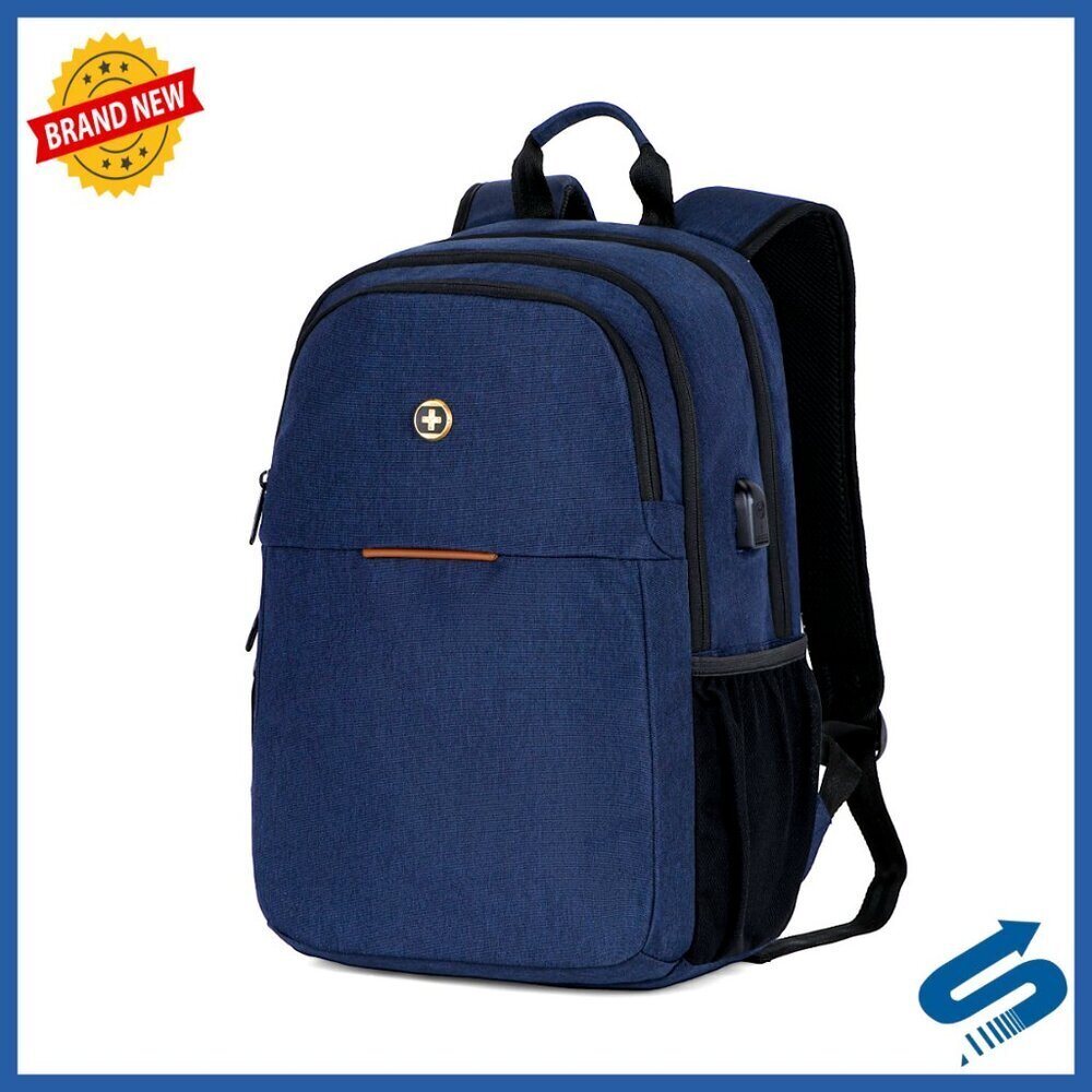 Slim Business Laptop Backpack USB Charging Travel Durable Polyester Unisex